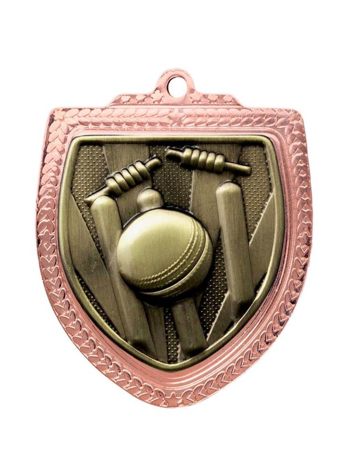 1067BVP-MS1G Shield Medal - Cricket 8cm