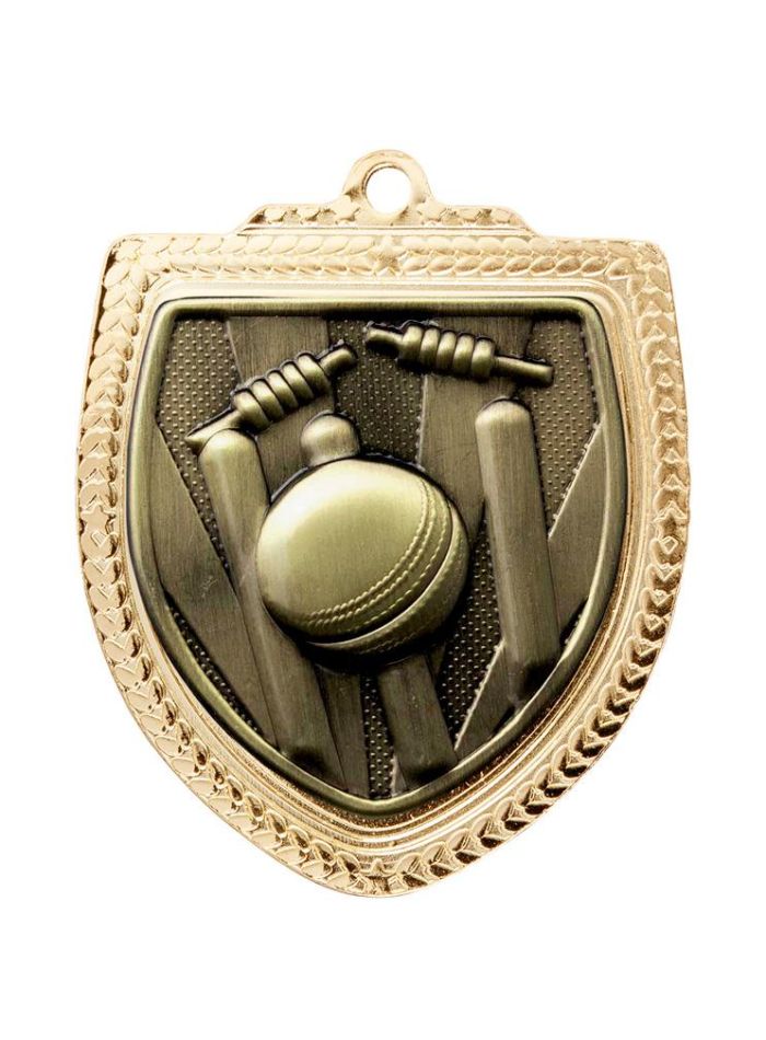 1067GVP-MS1G Shield Medal - Cricket 8cm
