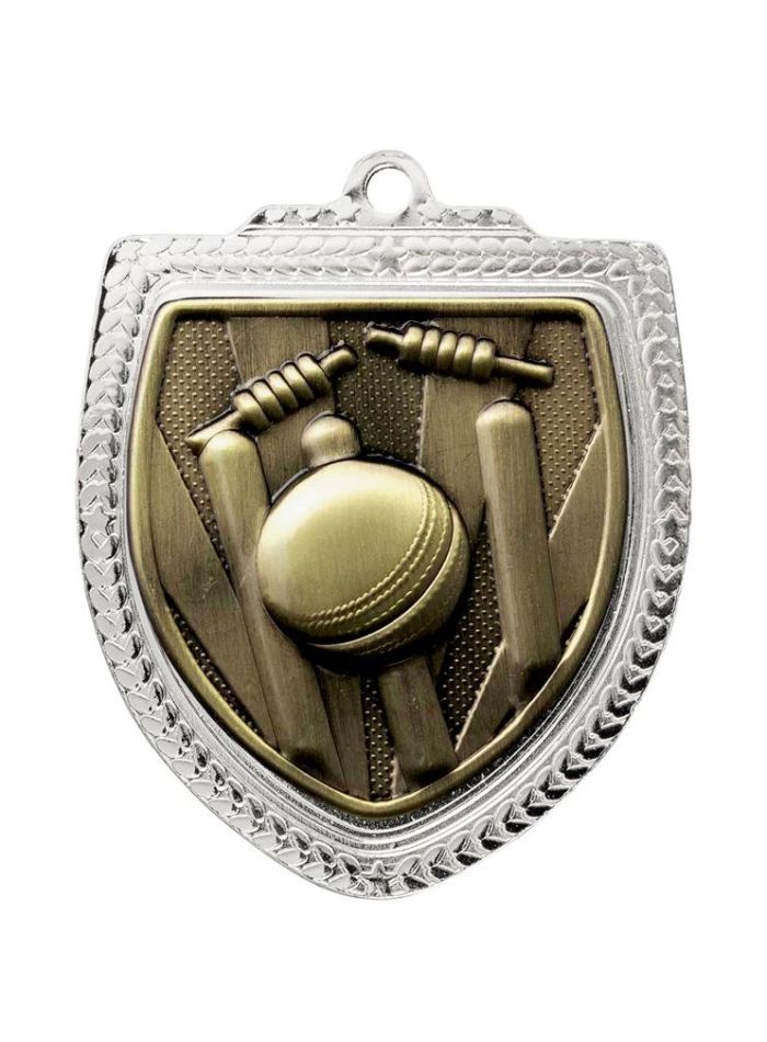 1067SVP-MS1G Shield Medal - Cricket 8cm