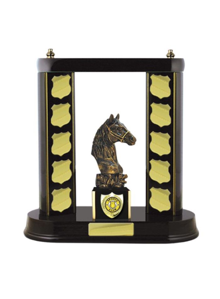 S24-7601DK Timber Buildup Horses 28.8cm