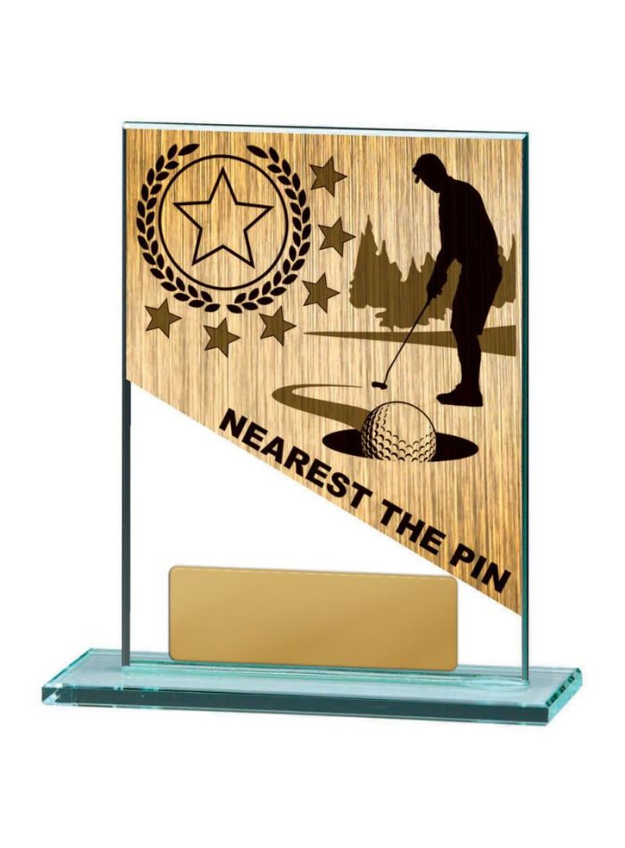 W22-8916 Golf Theme on Glass 13cm