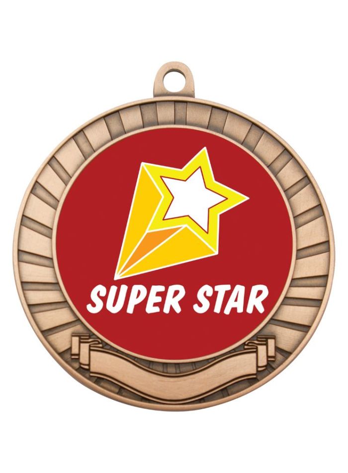 ASE205B Eco Scroll Medal Super Star Bronze 7cm