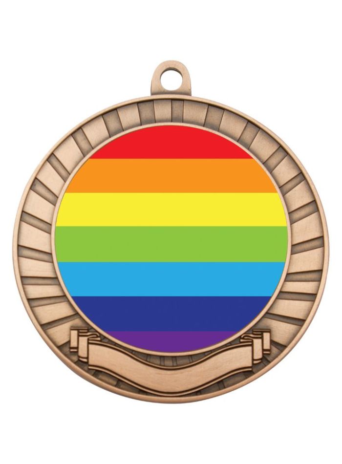 ASE241B Eco Scroll Medal Rainbow Bronze 7cm