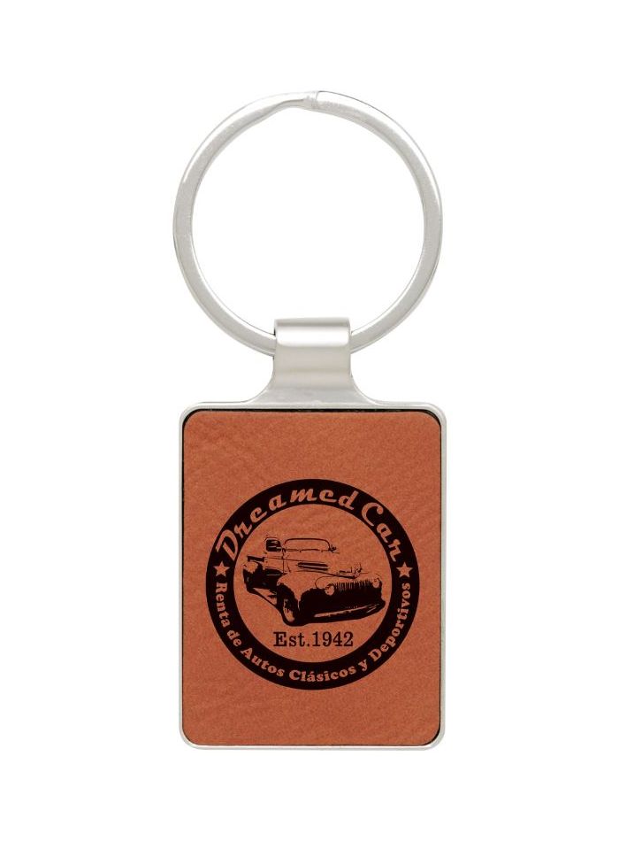 LE151 Leatherette Keychain - Rawhide with Chrome 5cm